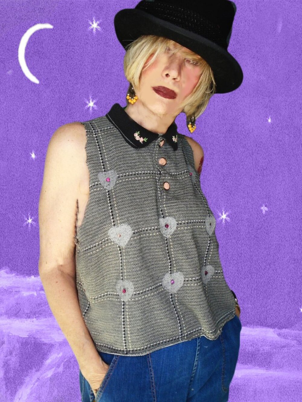 Halter Crop Top Halter Look One Size to Plus Size Upcycled OOAK, Edgy Grunge